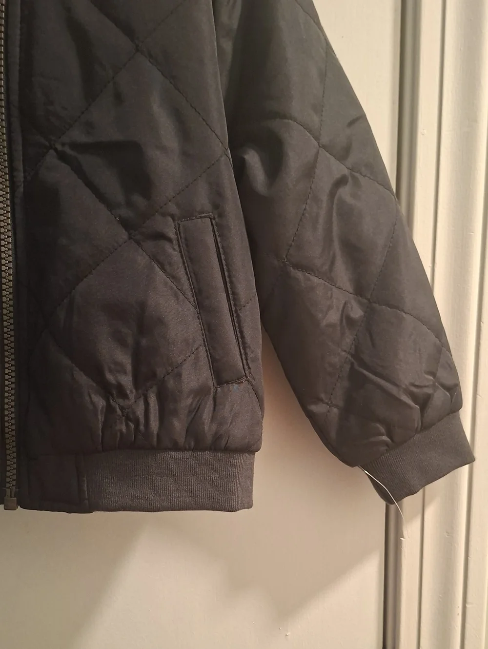 Kids Quilted Hooded Jacket - Dark Gray